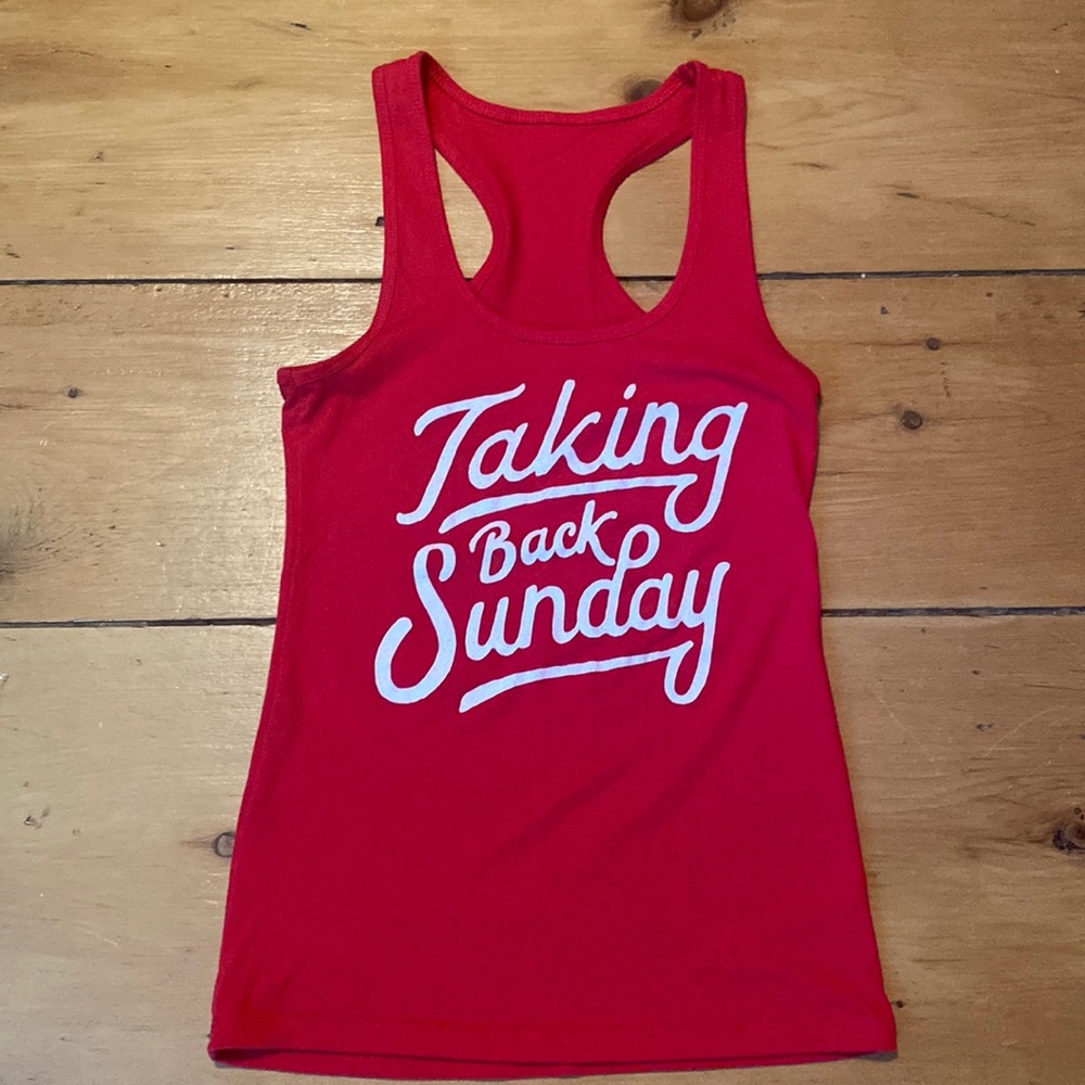 Red racer back tank, size S